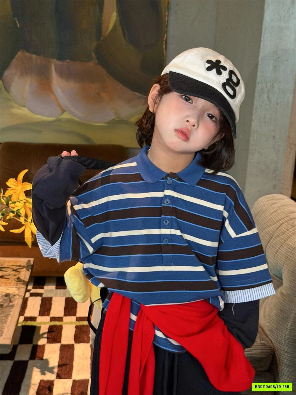 POLO KẺ NGANG TAY NỐI GIẢ 2 LỚP