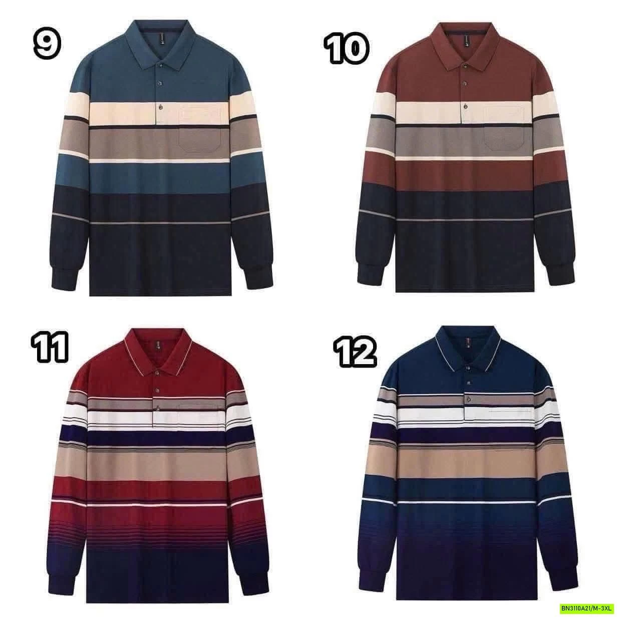 ÁO POLO DÀI TAY PHỐI KẺ