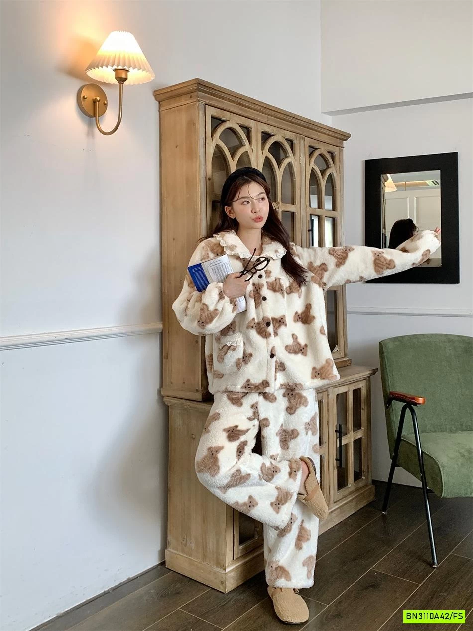 PIZAMA LÔNG IN GẤU ẤM ÁP