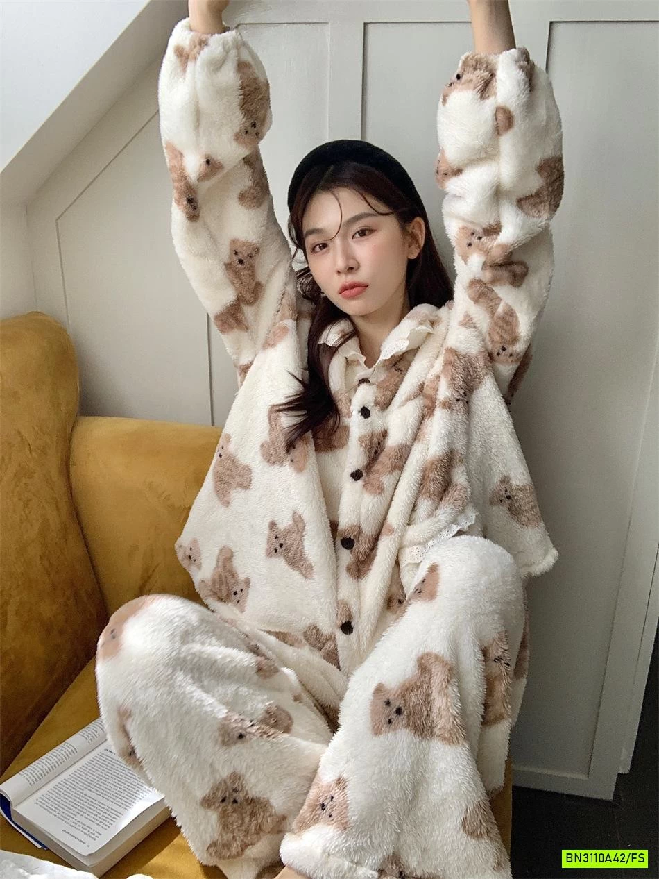 PIZAMA LÔNG IN GẤU ẤM ÁP