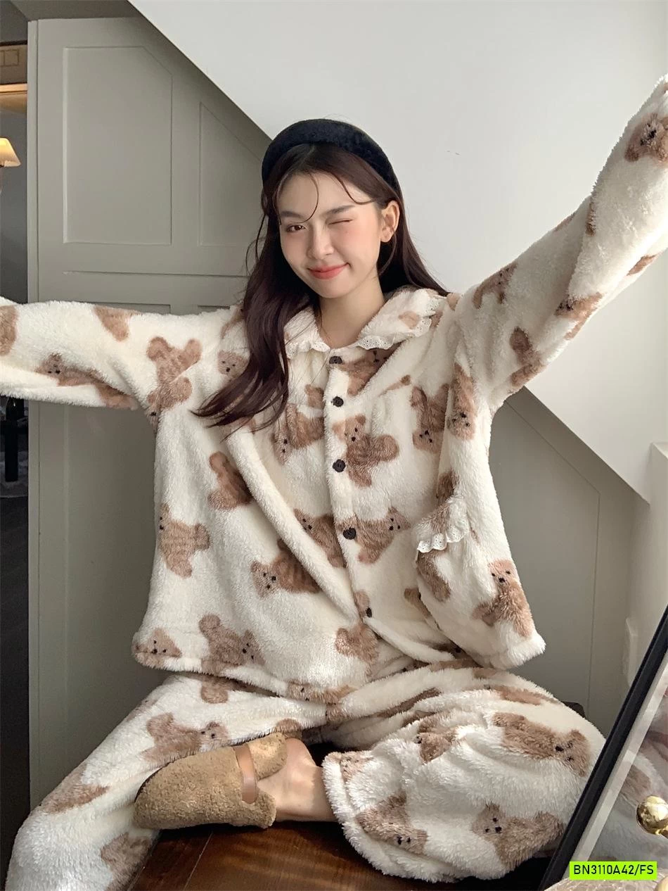 PIZAMA LÔNG IN GẤU ẤM ÁP