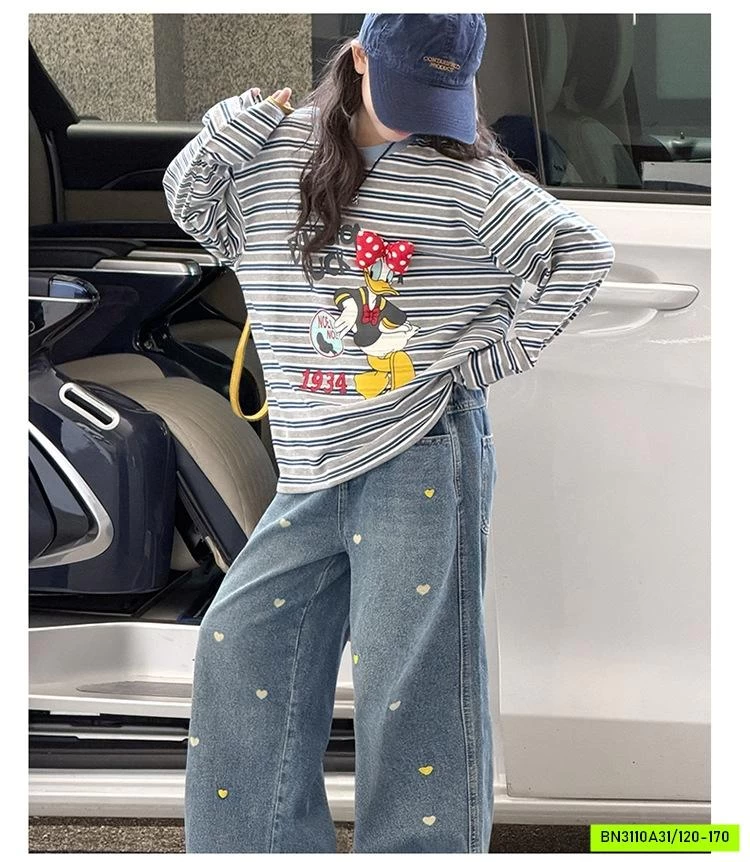 ÁO THUN DONAL KẺ MIX JEANS TRÁI TIM