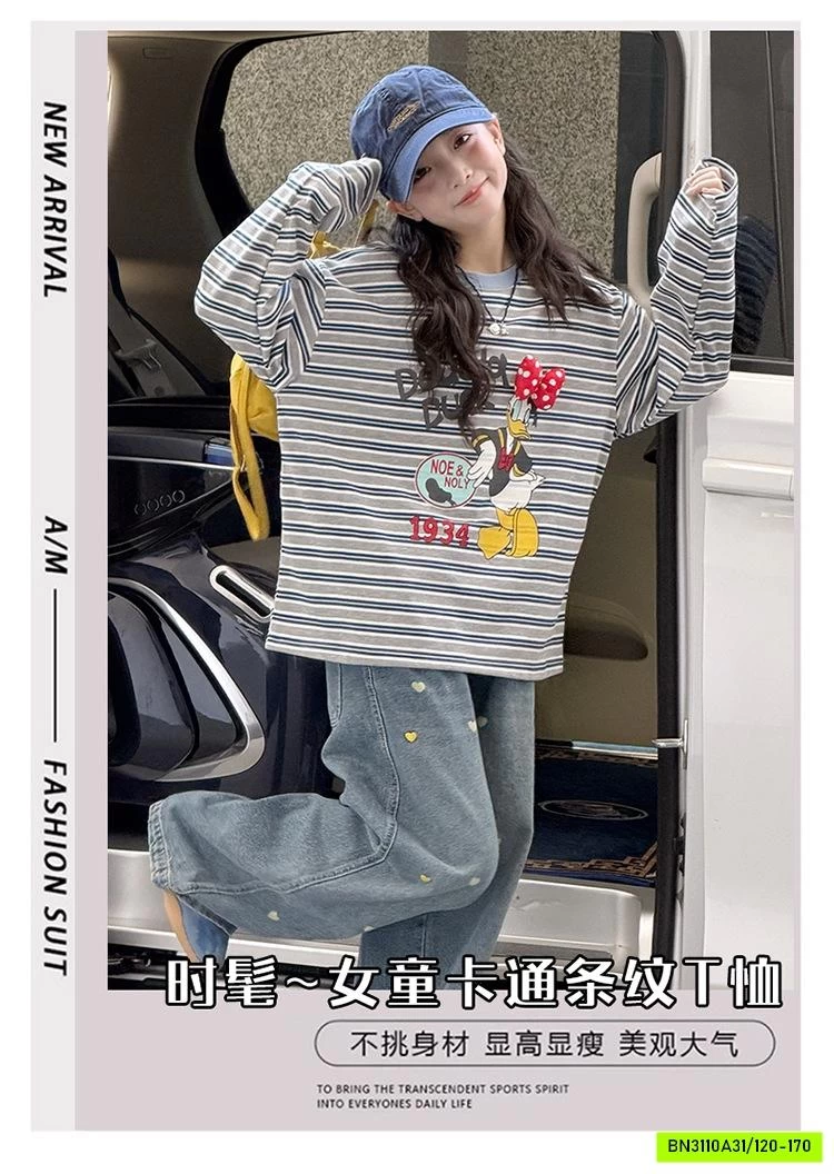 ÁO THUN DONAL KẺ MIX JEANS TRÁI TIM
