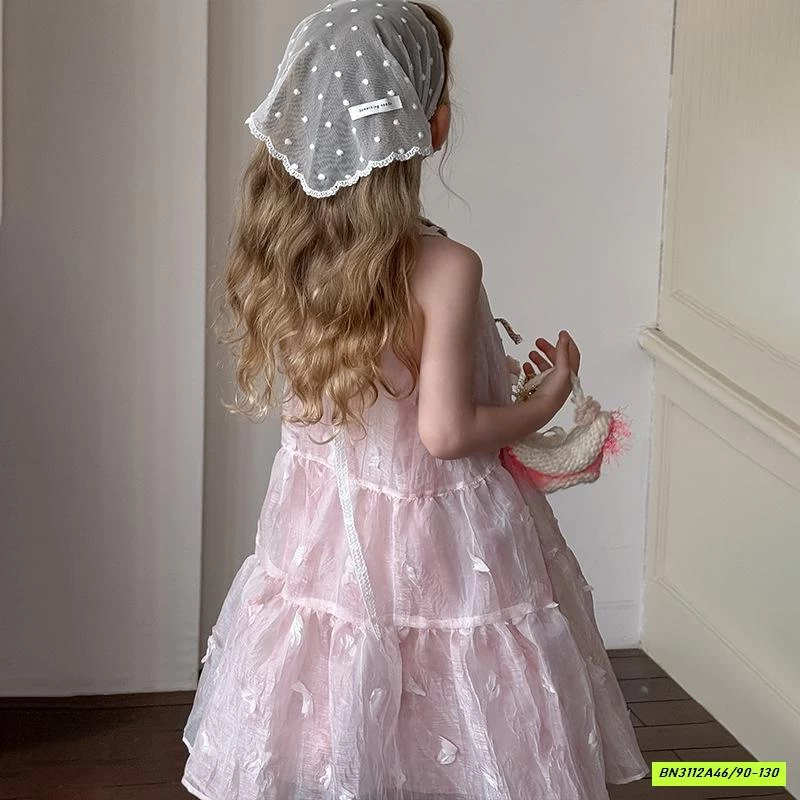 ĐẦM VOAN CỔ YẾM HỒNG GẮN BƯỚM AMUHOU