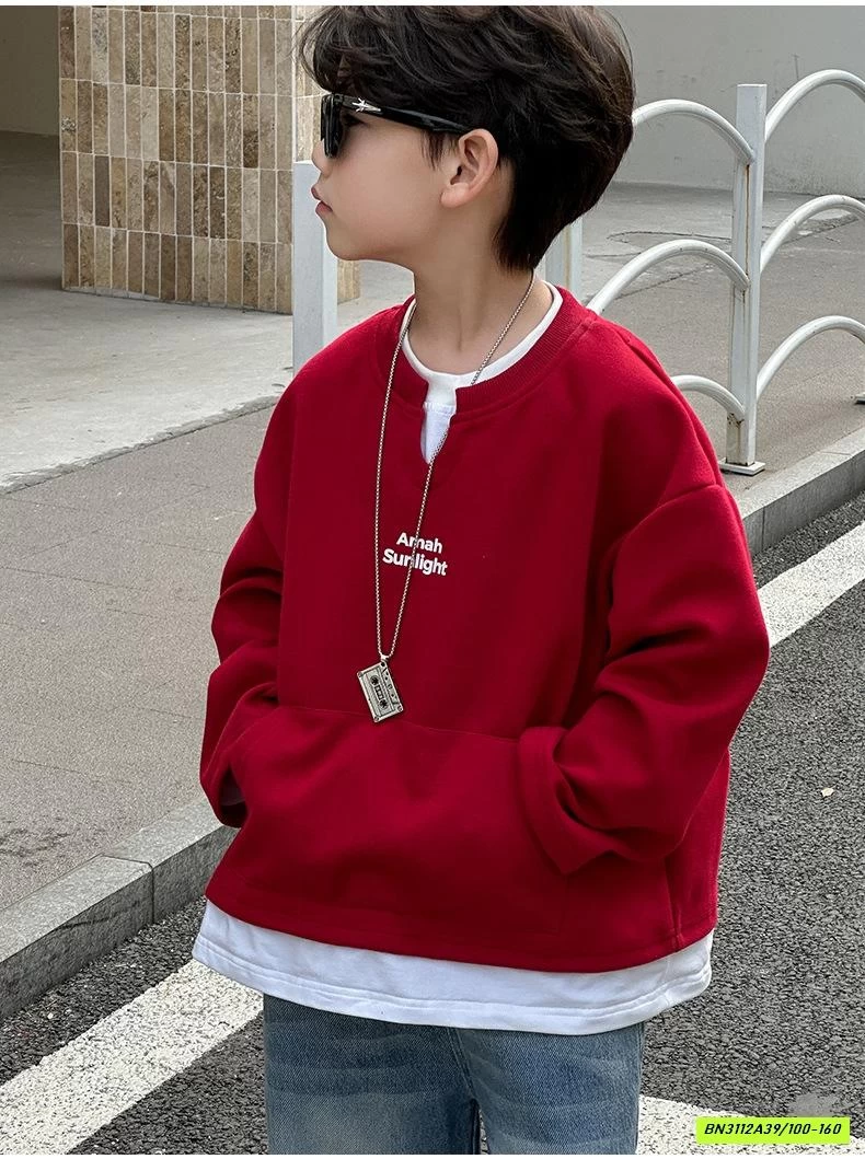 ÁO NỈ ĐỎ GIẢ 2 LỚP HY2578