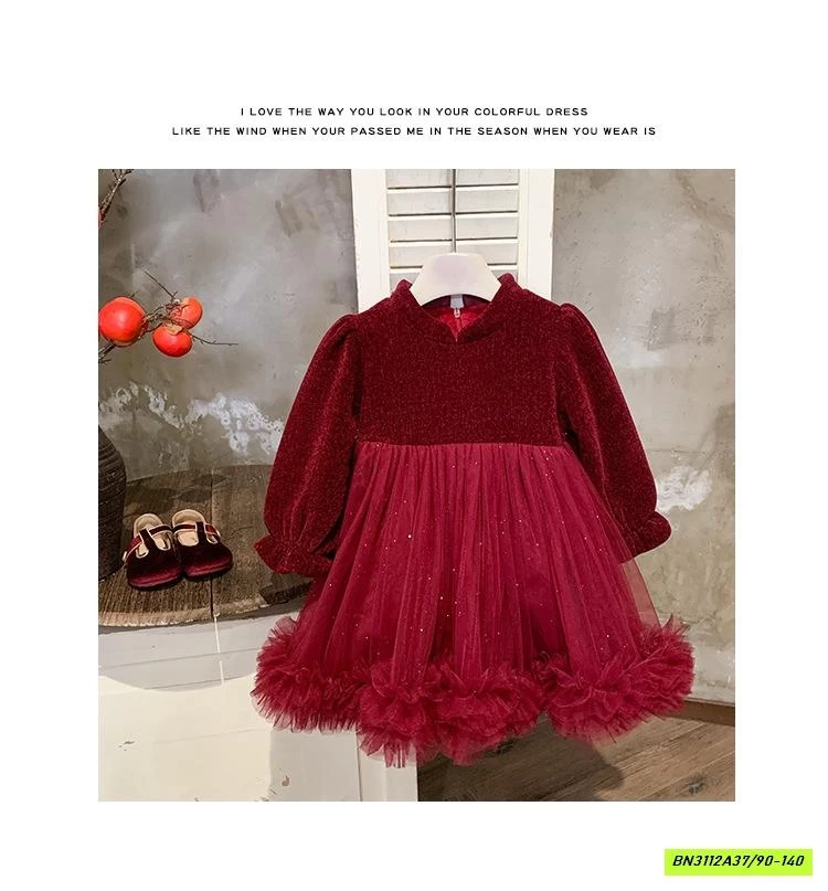 ĐẦM NHUNG ĐỎ LÓT LÔNG BLUETOWN