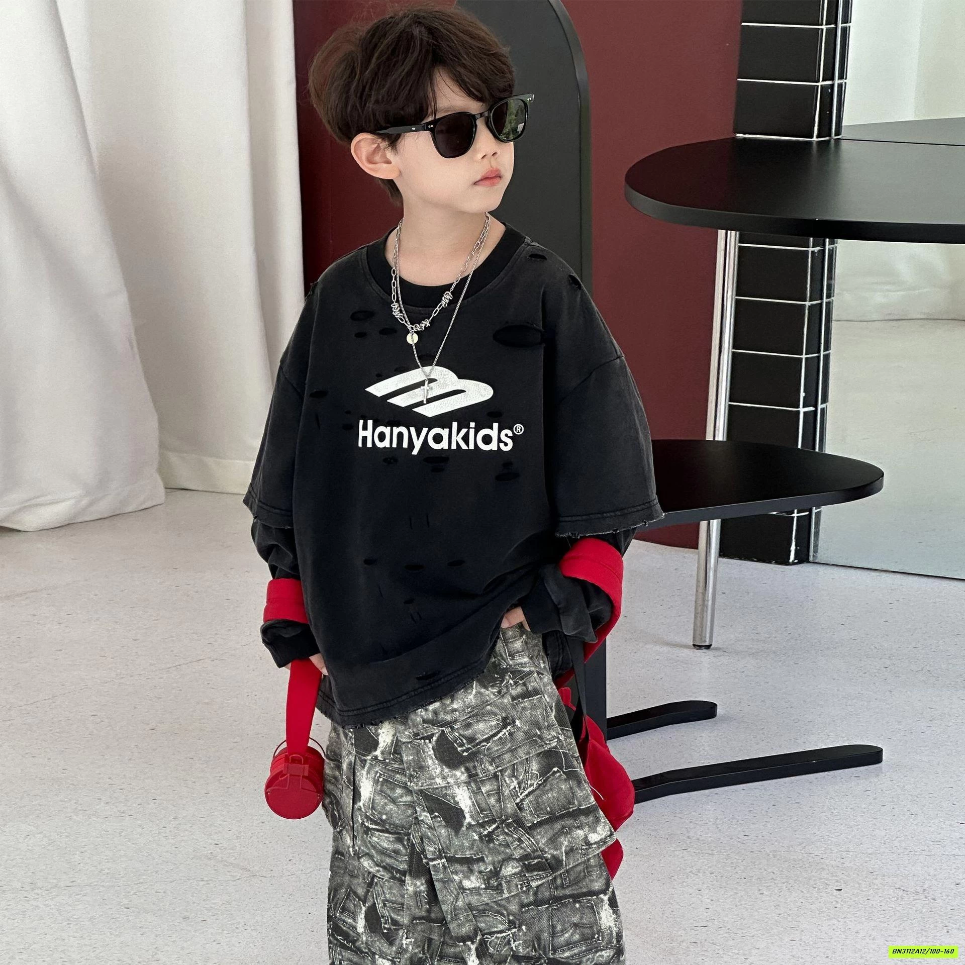 ÁO THUN ĐEN BẠC MÀU GIẢ 2 LỚP