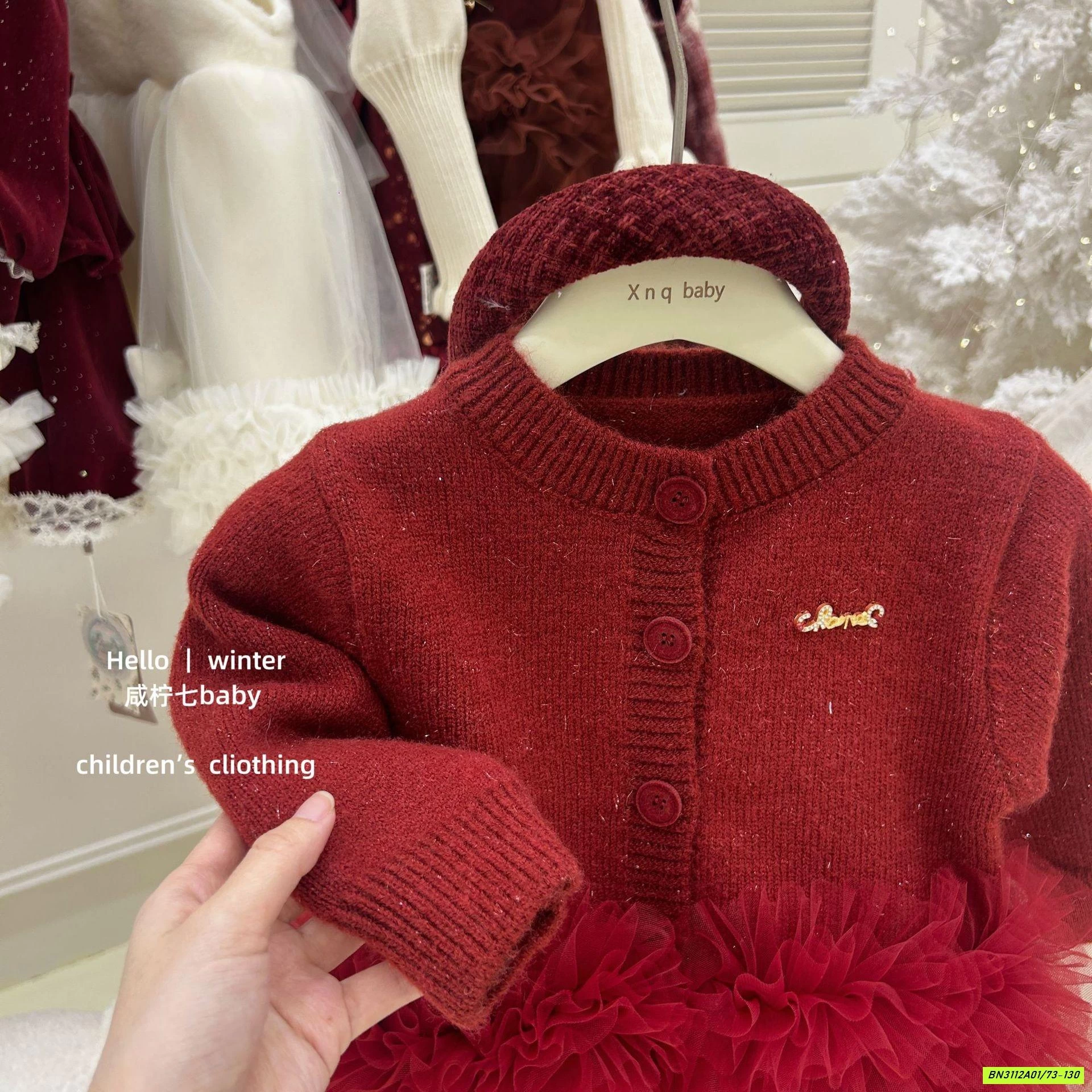 SÉT VÁY LEN ĐỎ PHỐI VOAN TBABY