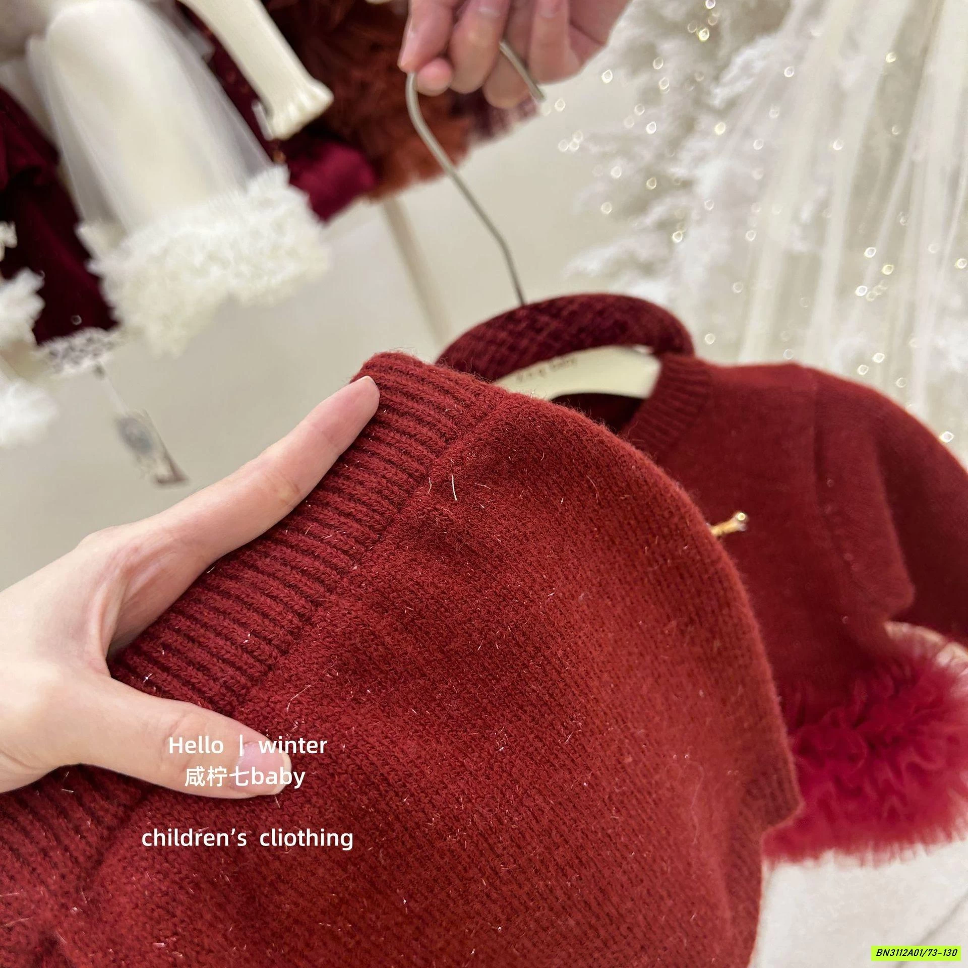 SÉT VÁY LEN ĐỎ PHỐI VOAN TBABY