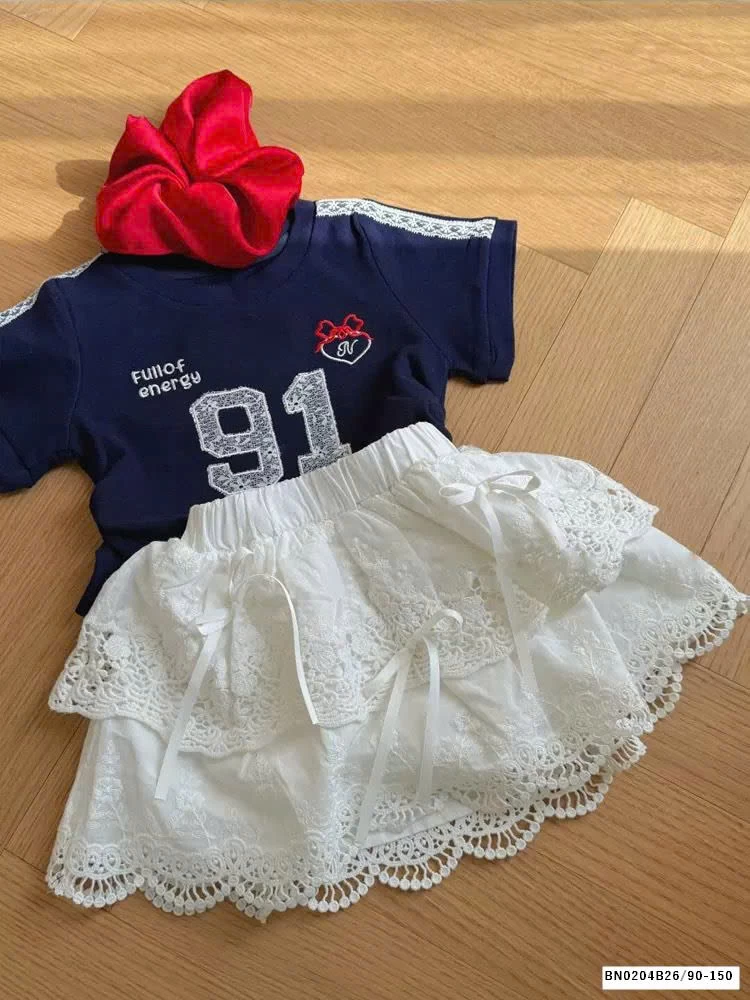 SÉT ÁO THUN SỐ 91 MIX CHÂN VÁY REN