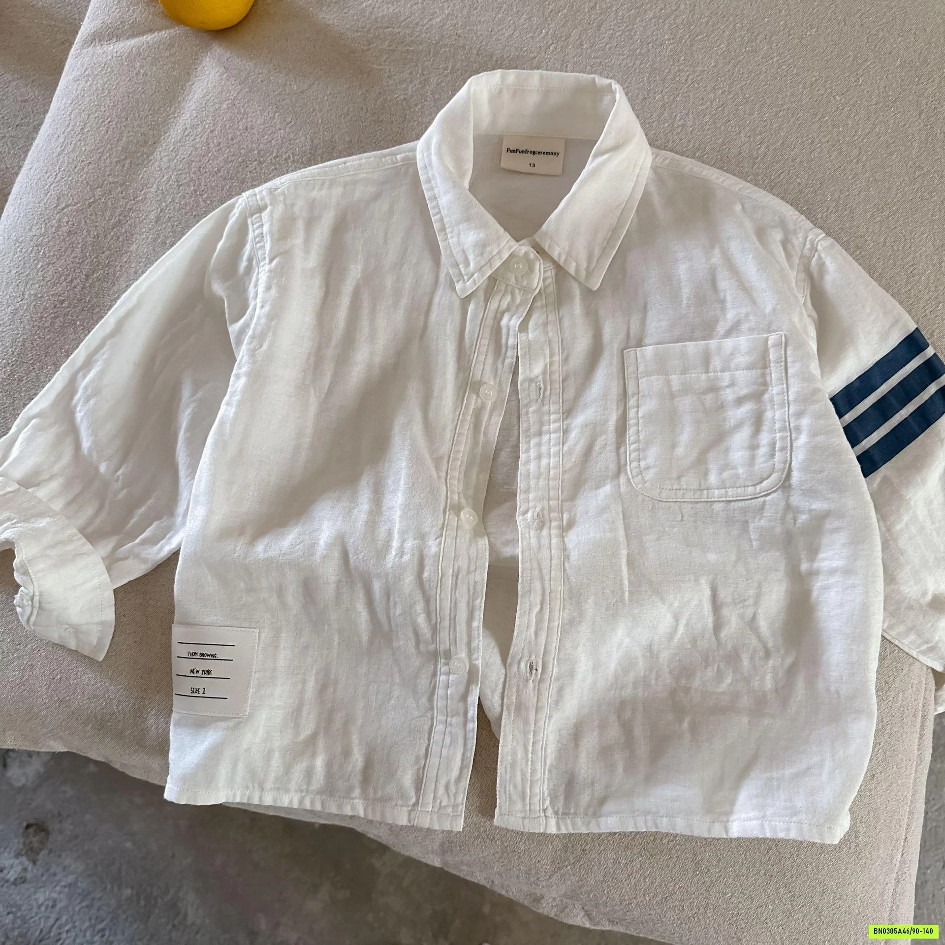 SƠ MI ĐŨI TRẮNG SỌC TAY MMGGBABY