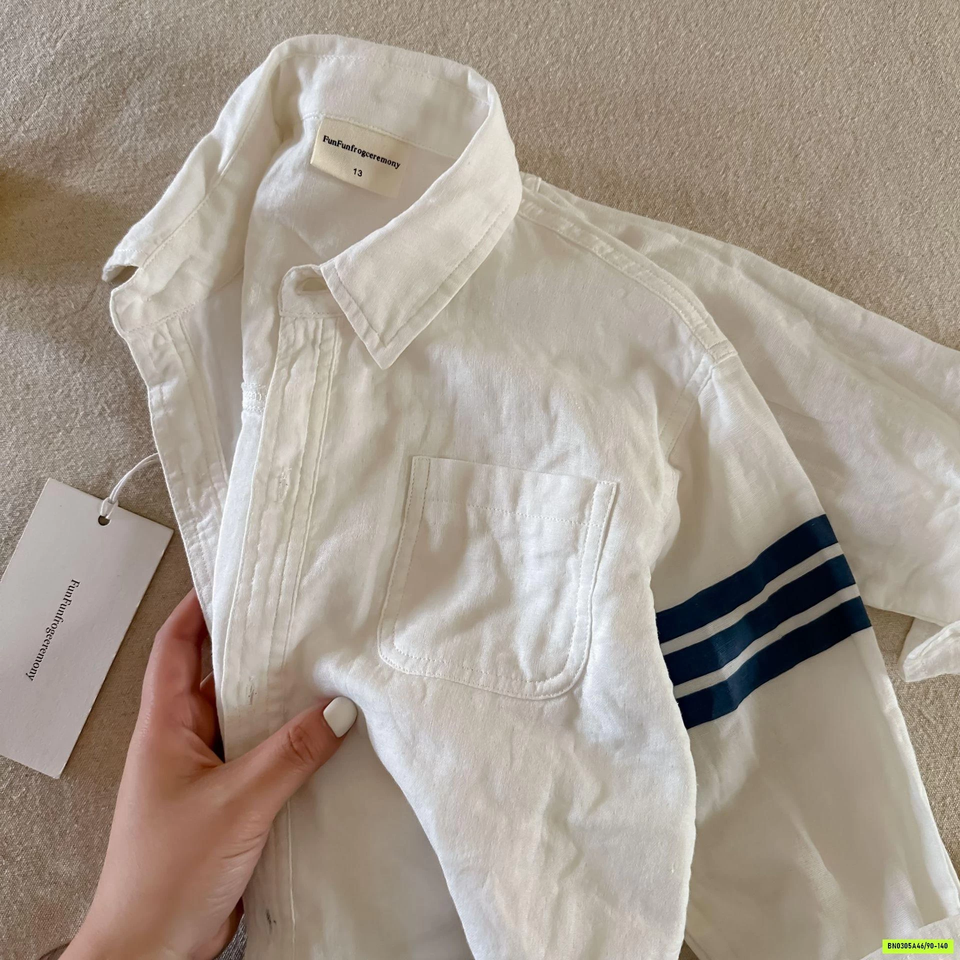 SƠ MI ĐŨI TRẮNG SỌC TAY MMGGBABY