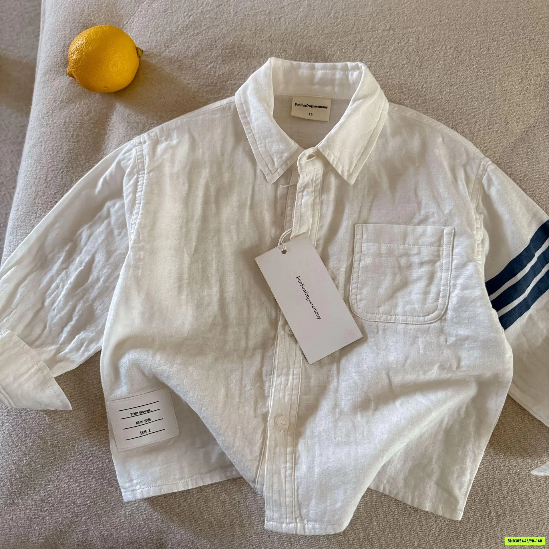 SƠ MI ĐŨI TRẮNG SỌC TAY MMGGBABY