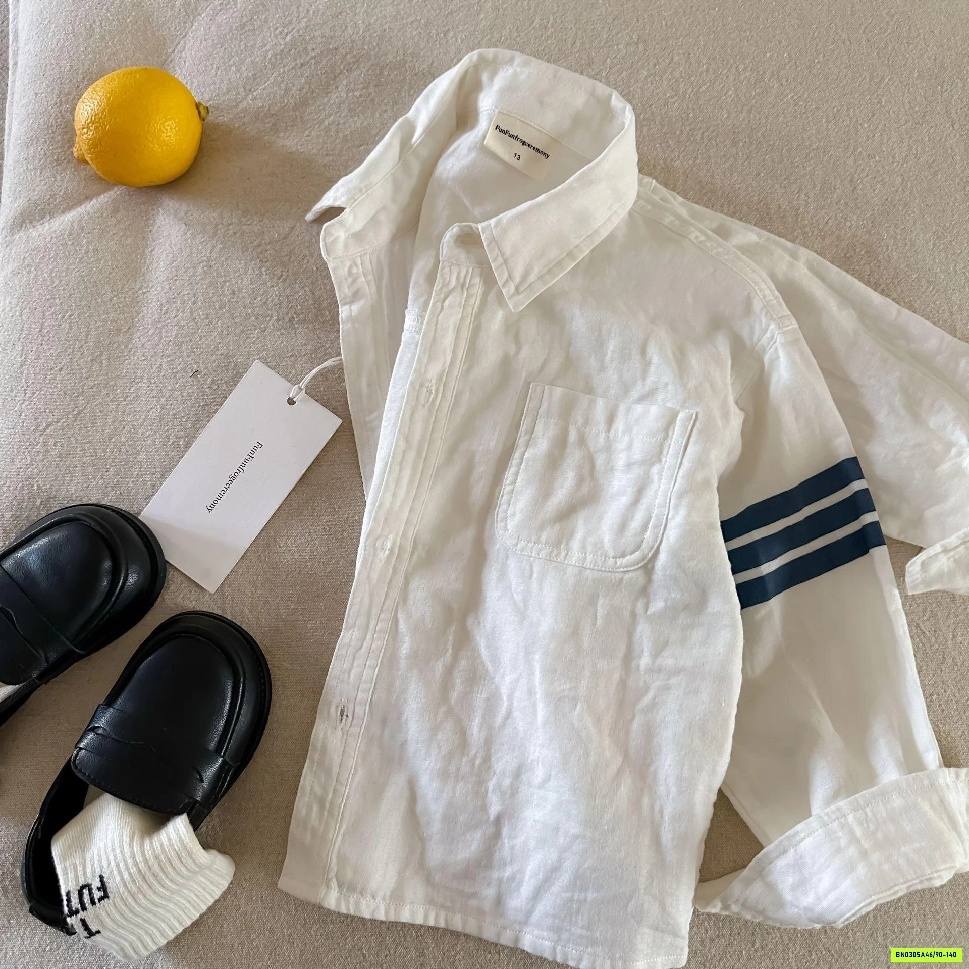 SƠ MI ĐŨI TRẮNG SỌC TAY MMGGBABY