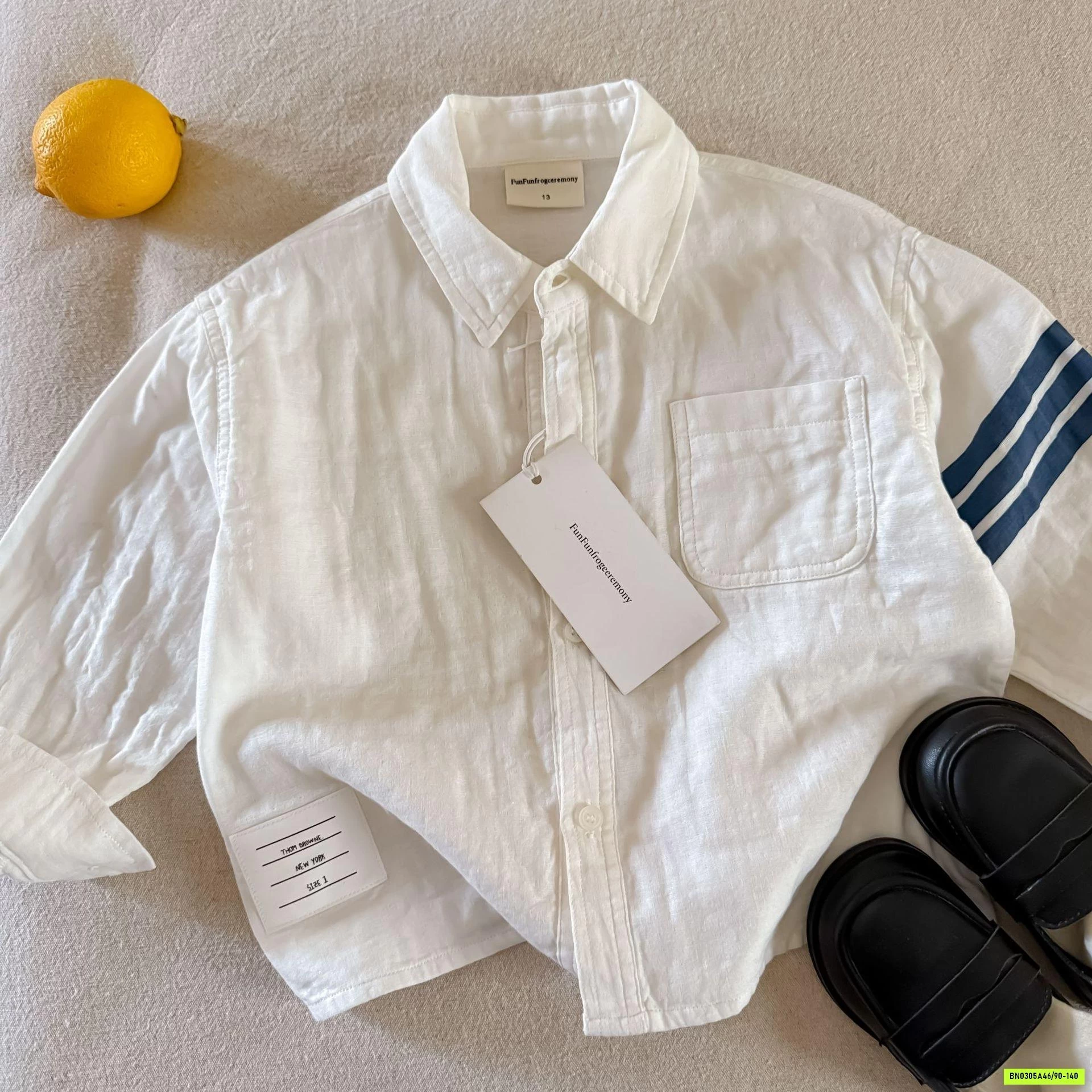 SƠ MI ĐŨI TRẮNG SỌC TAY MMGGBABY