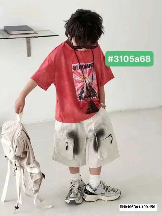 ÁO PHÔNG ĐỎ MIX QUẦN SHORT LOANG MÀU BT