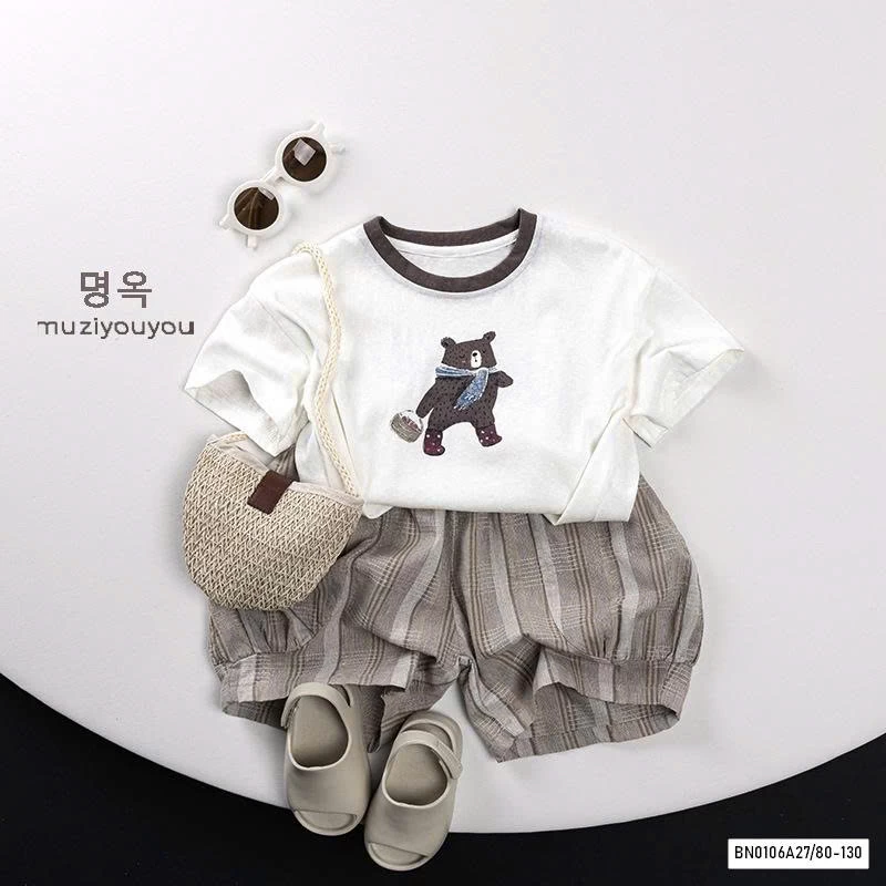 ÁO THUN GẤU VIỀN CỔ