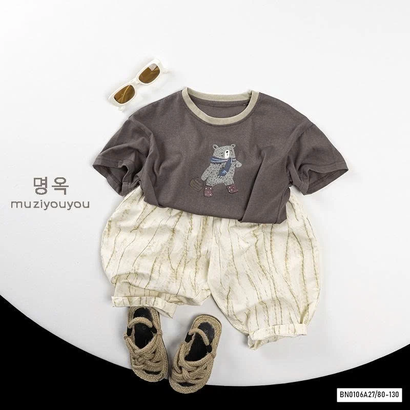 ÁO THUN GẤU VIỀN CỔ