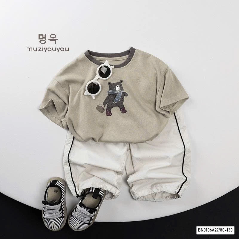 ÁO THUN GẤU VIỀN CỔ