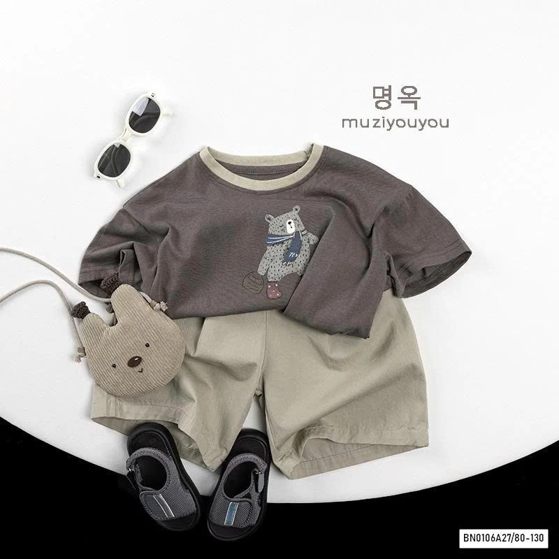 ÁO THUN GẤU VIỀN CỔ