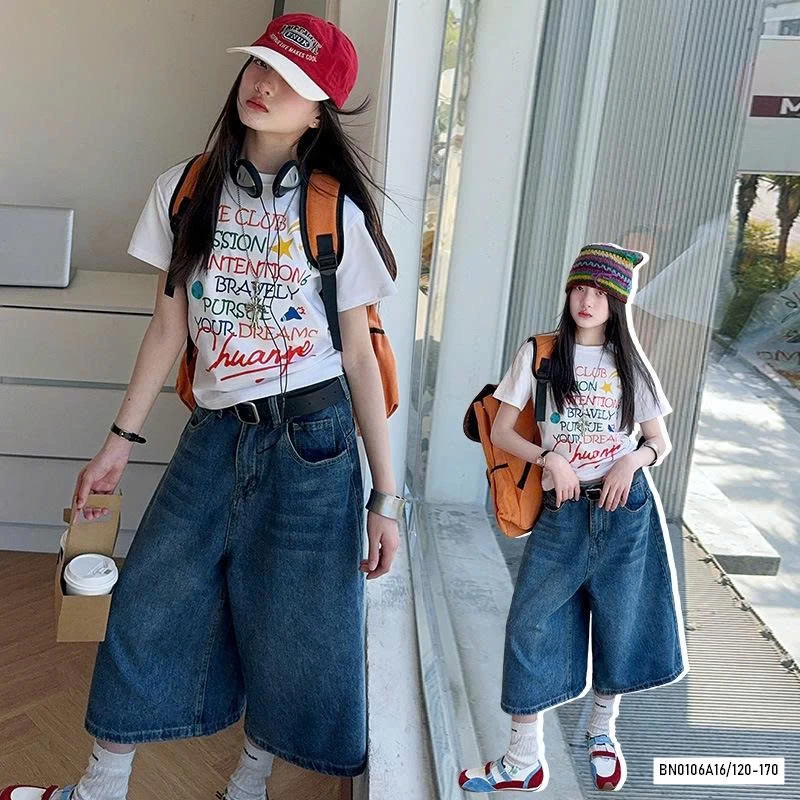 ÁO THUN CHỮ MIX JEANS LỠ ỐNG RỘNG