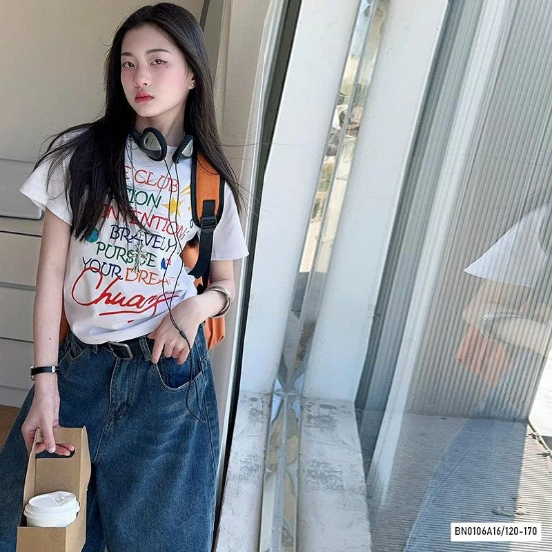 ÁO THUN CHỮ MIX JEANS LỠ ỐNG RỘNG