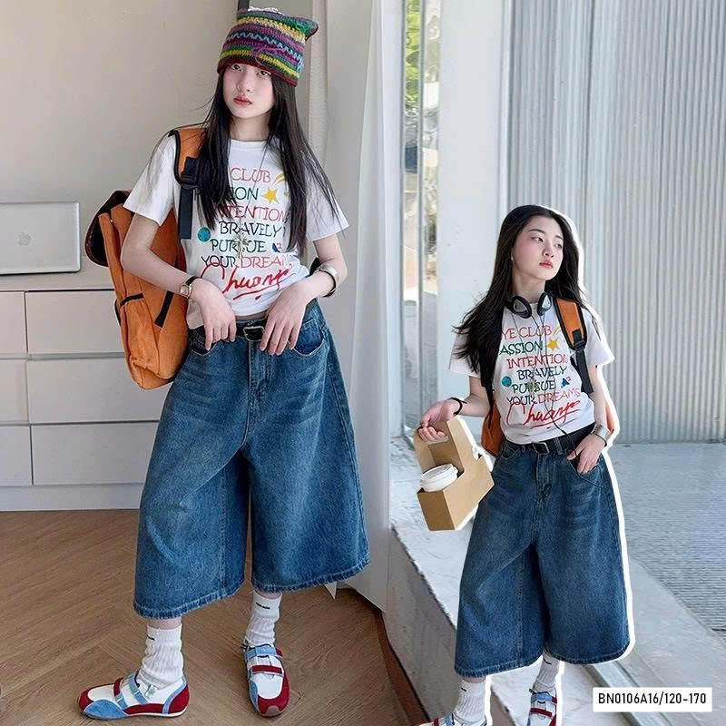 ÁO THUN CHỮ MIX JEANS LỠ ỐNG RỘNG