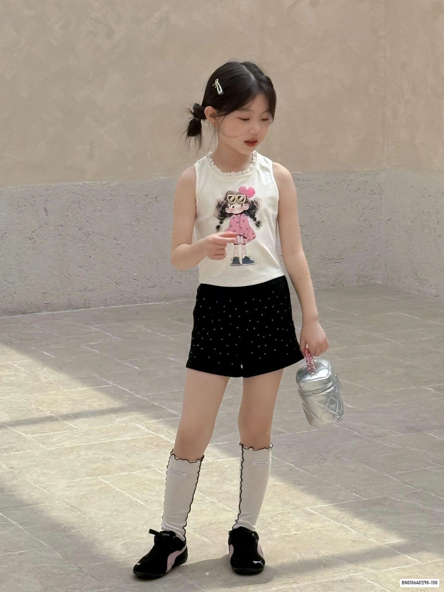 ÁO SÁT NÁCH CÔ GÁI MIX SHORT CHẤM BI