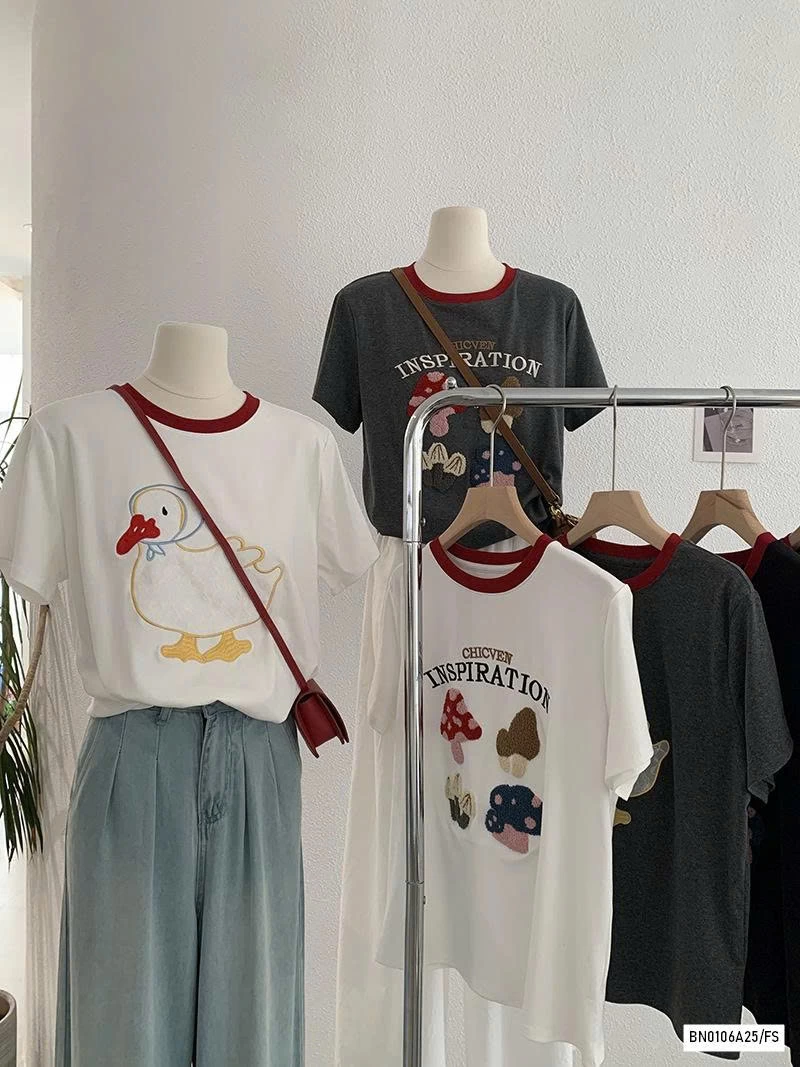 ÁO THÊU HÌNH PHỐI VIỀN CỔ