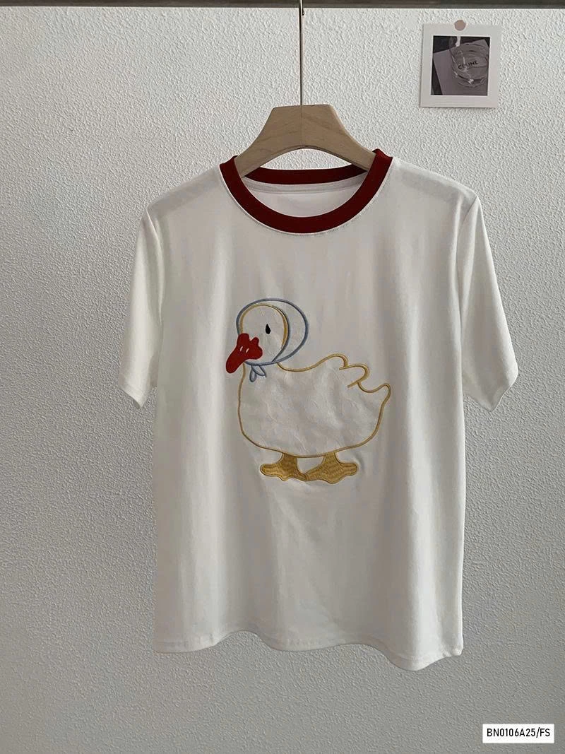 ÁO THÊU HÌNH PHỐI VIỀN CỔ