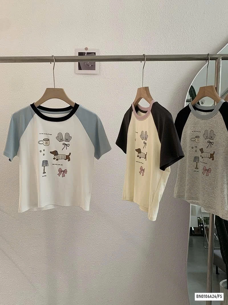 CROPTOP THÊU PHỐI MÀU TAY