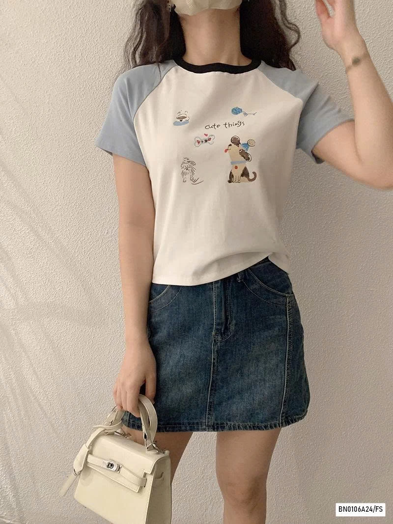 CROPTOP THÊU PHỐI MÀU TAY