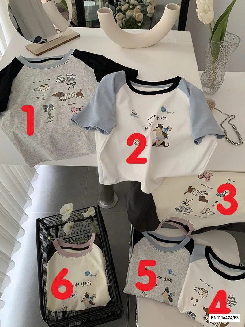 CROPTOP THÊU PHỐI MÀU TAY