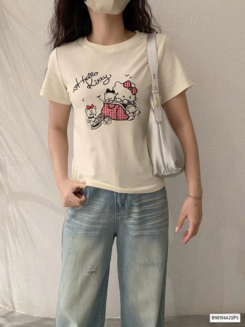 ÁO THUN THÊU KITTY