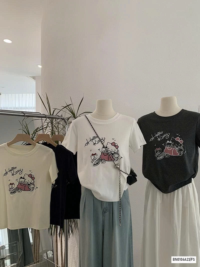 ÁO THUN THÊU KITTY