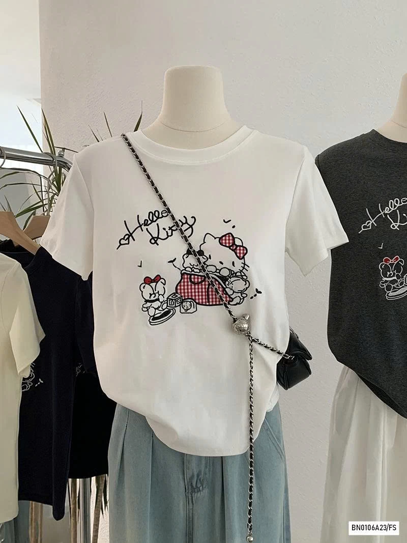 ÁO THUN THÊU KITTY