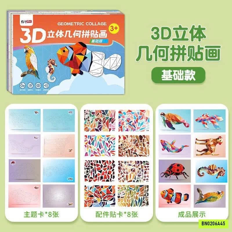 SET 2 QUYỀN TRANH DÁN 3D CHO BÉ