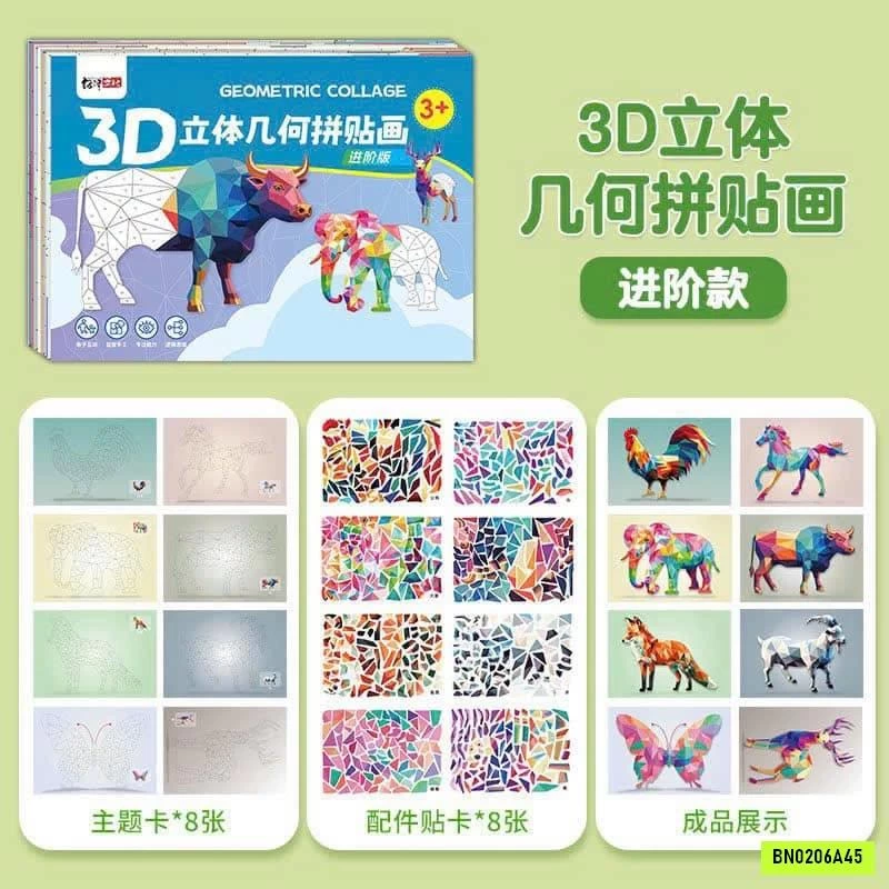 SET 2 QUYỀN TRANH DÁN 3D CHO BÉ
