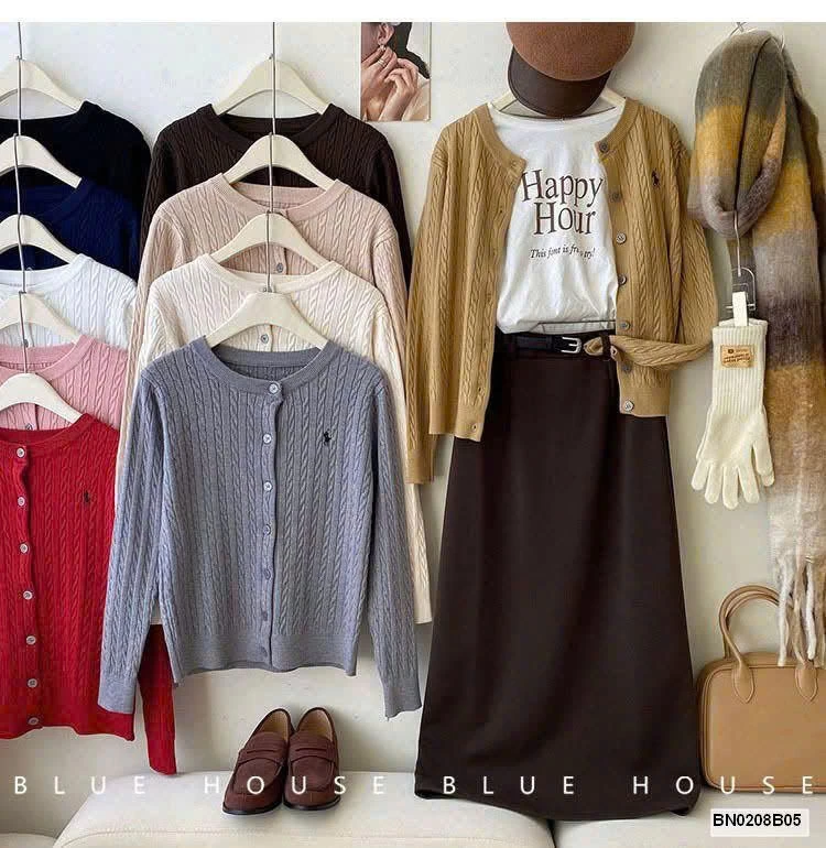 ÁO CARDIGAN LEN THÊU NGỰA