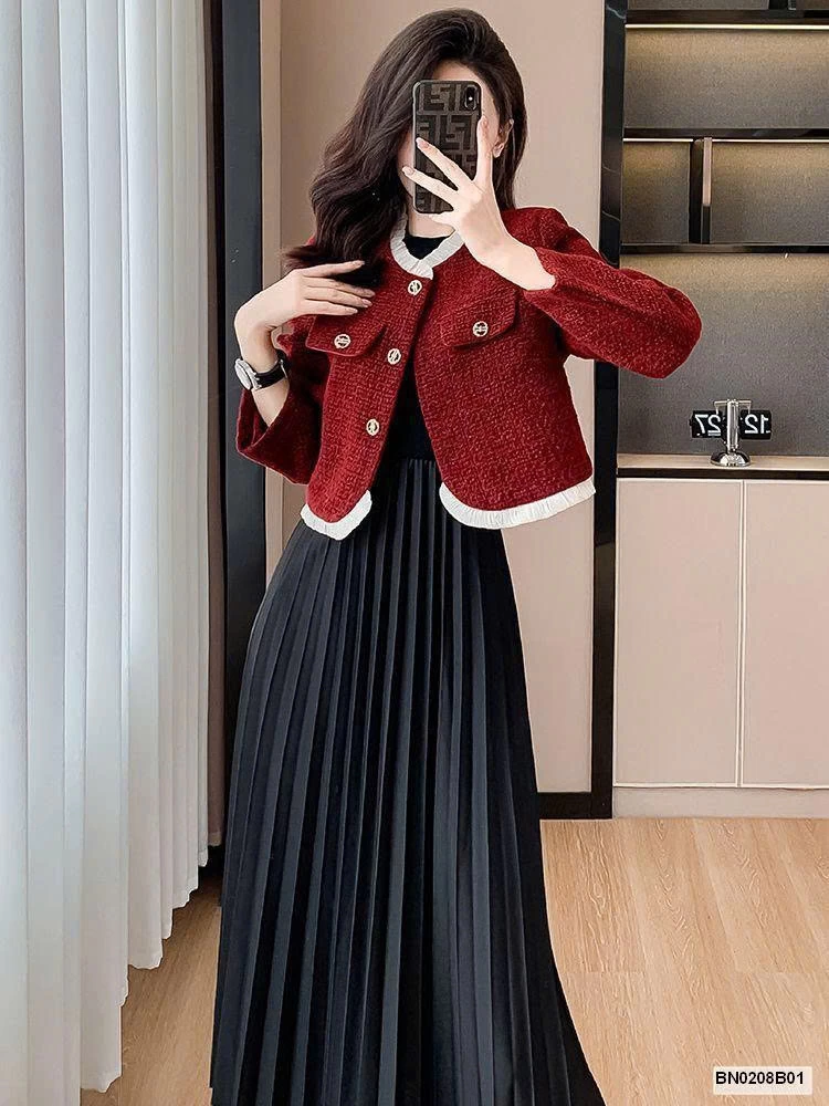 ÁO DẠ TWEED ĐỎ