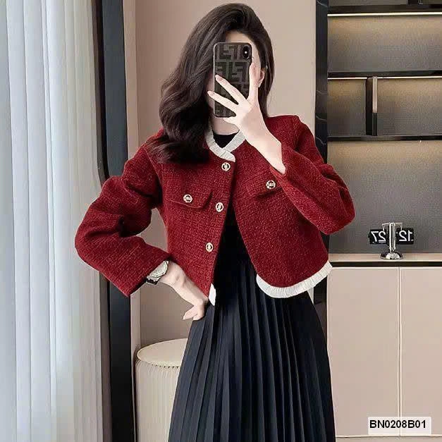 ÁO DẠ TWEED ĐỎ