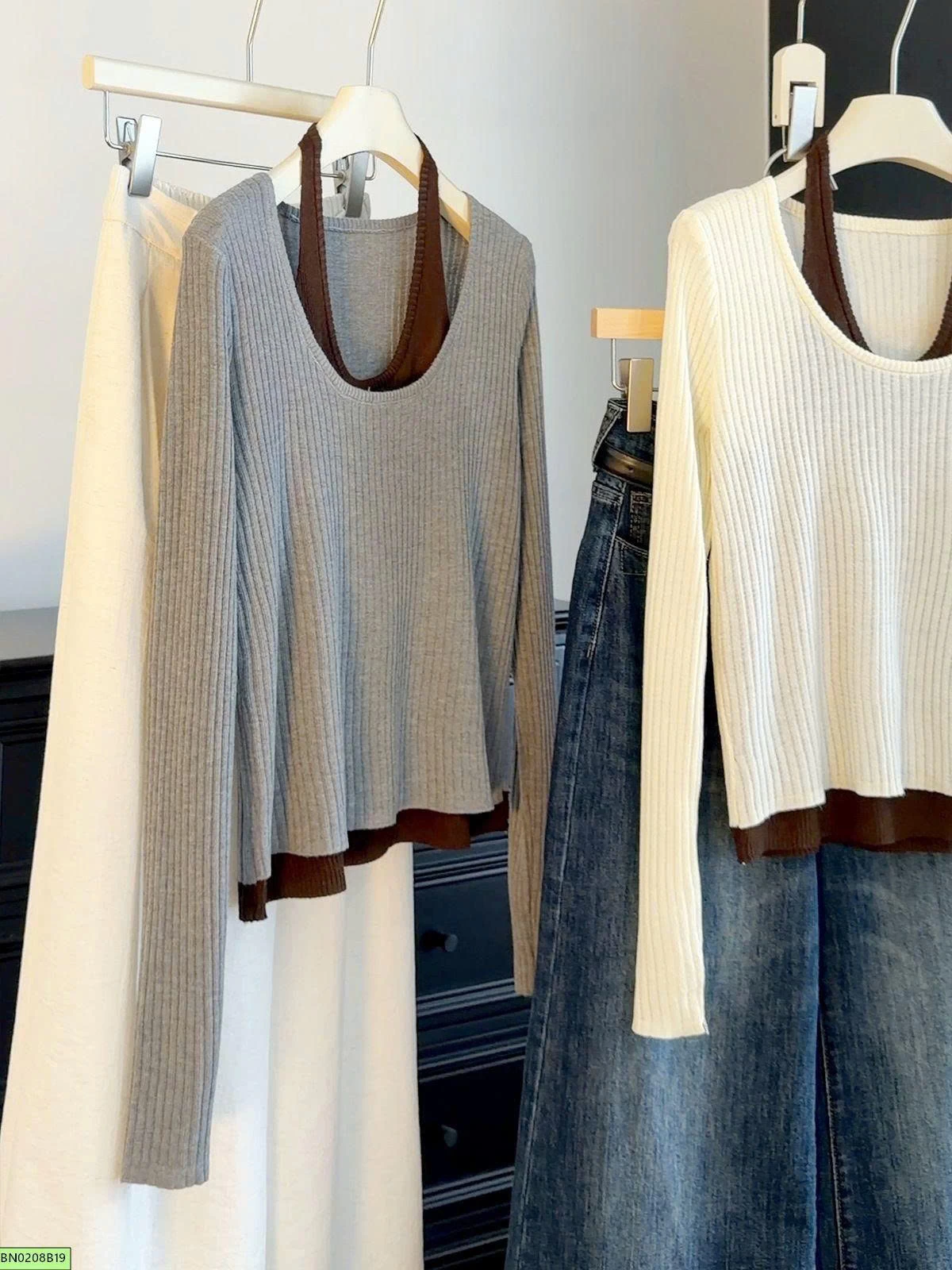 AO LEN GÂN CỔ RỘNG PHỐI 2 LỚP