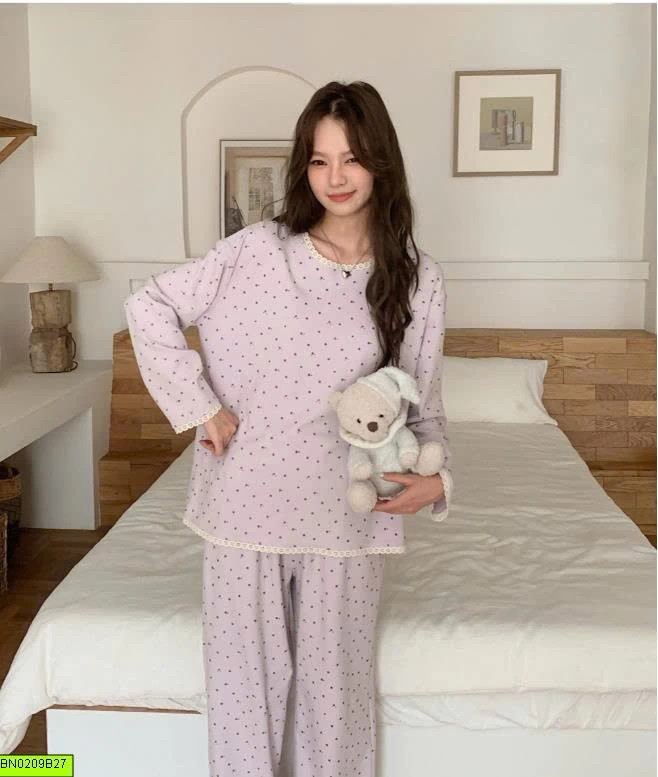 BỘ COTTON CHẤM BI DÀI TAY