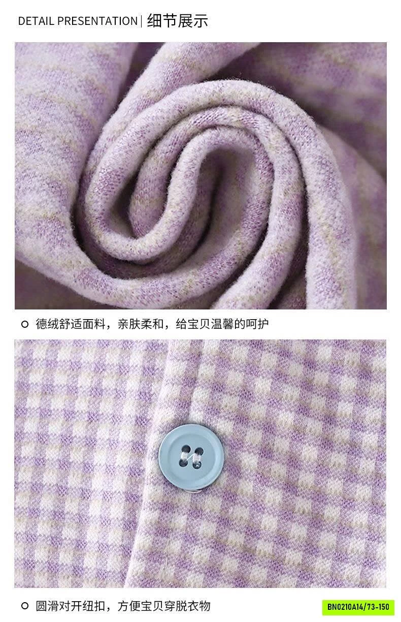 PIZAMA NỈ CARO CỔ SEN
