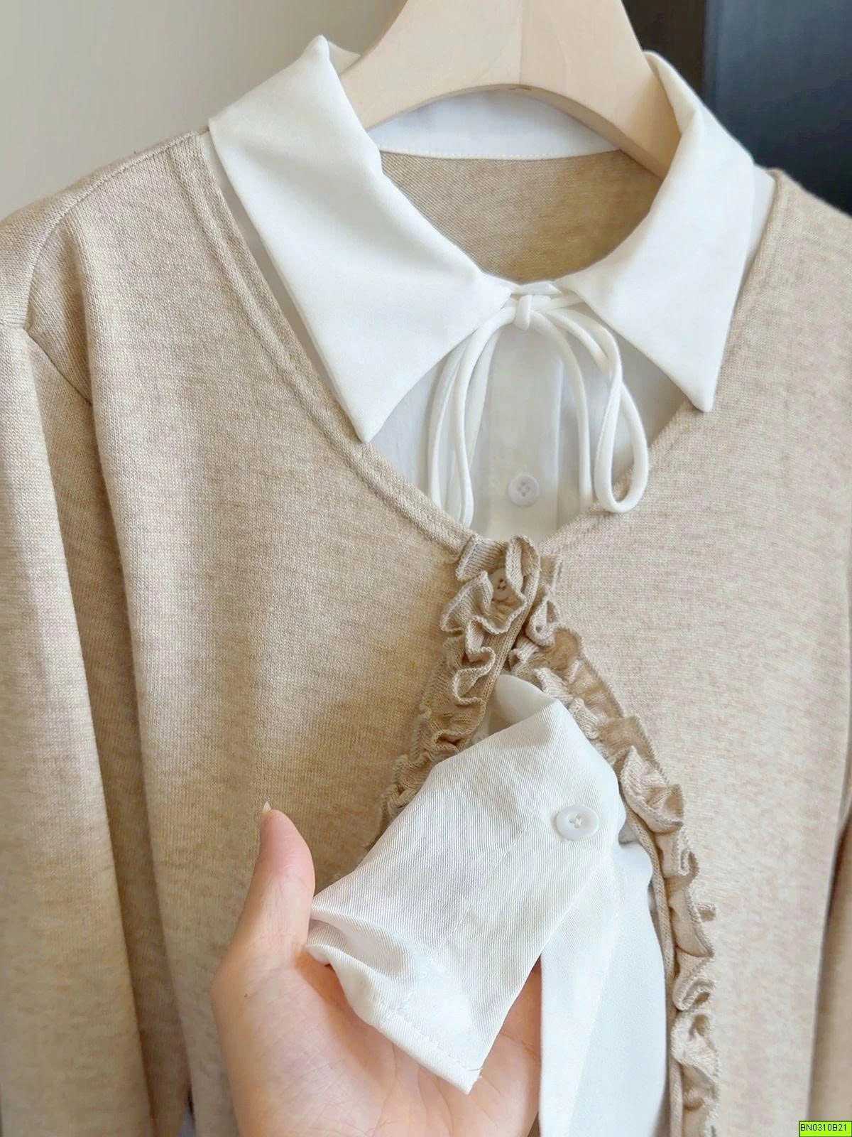 ÁO LEN PHỐI SƠ MI GIẢ 2 MẢNH ANNA