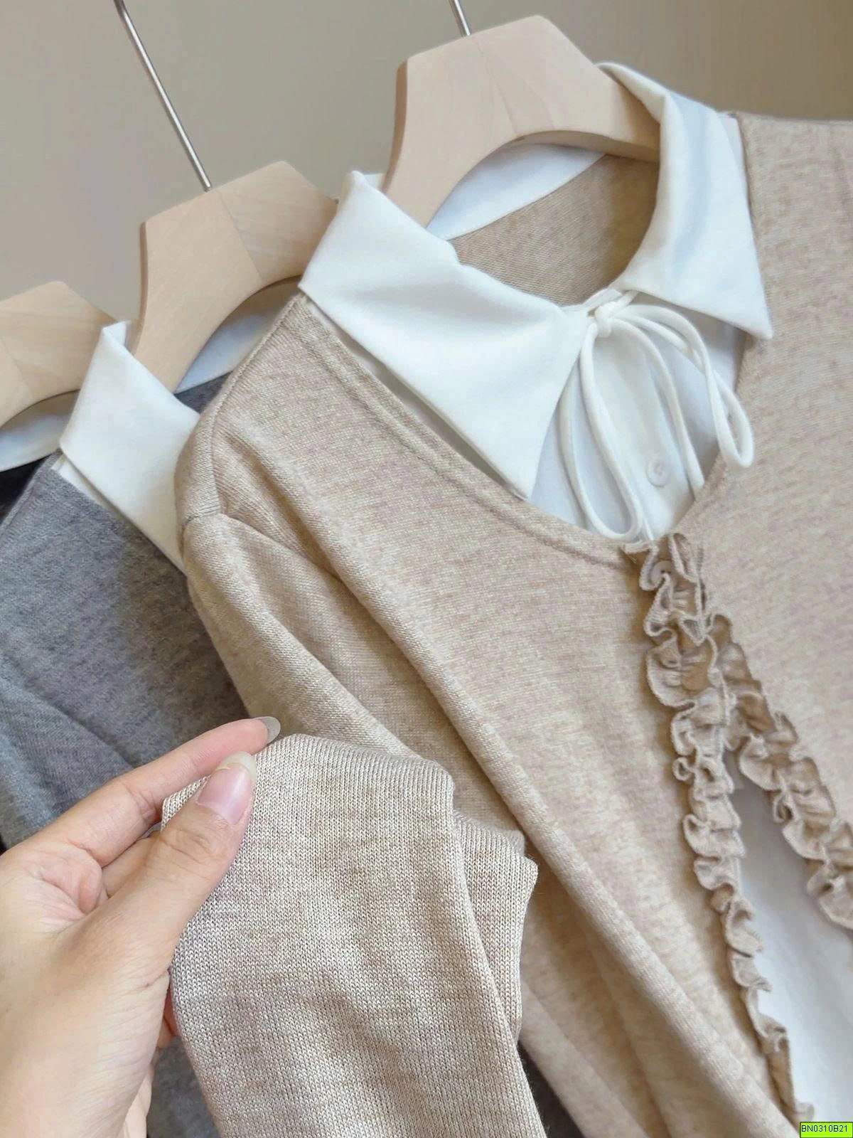 ÁO LEN PHỐI SƠ MI GIẢ 2 MẢNH ANNA