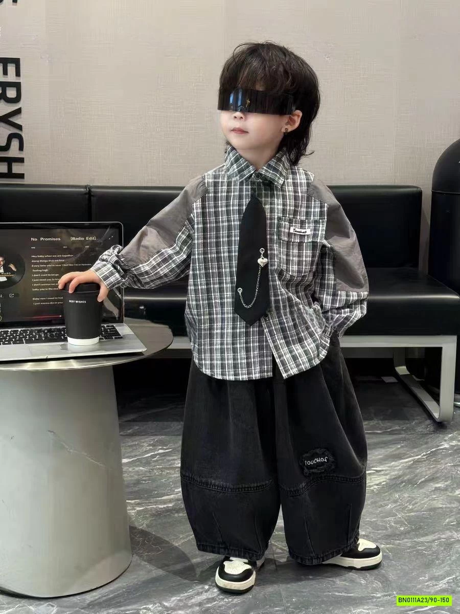 SƠ MI CARO KÈM CÀ VẠT MIX BAGGY