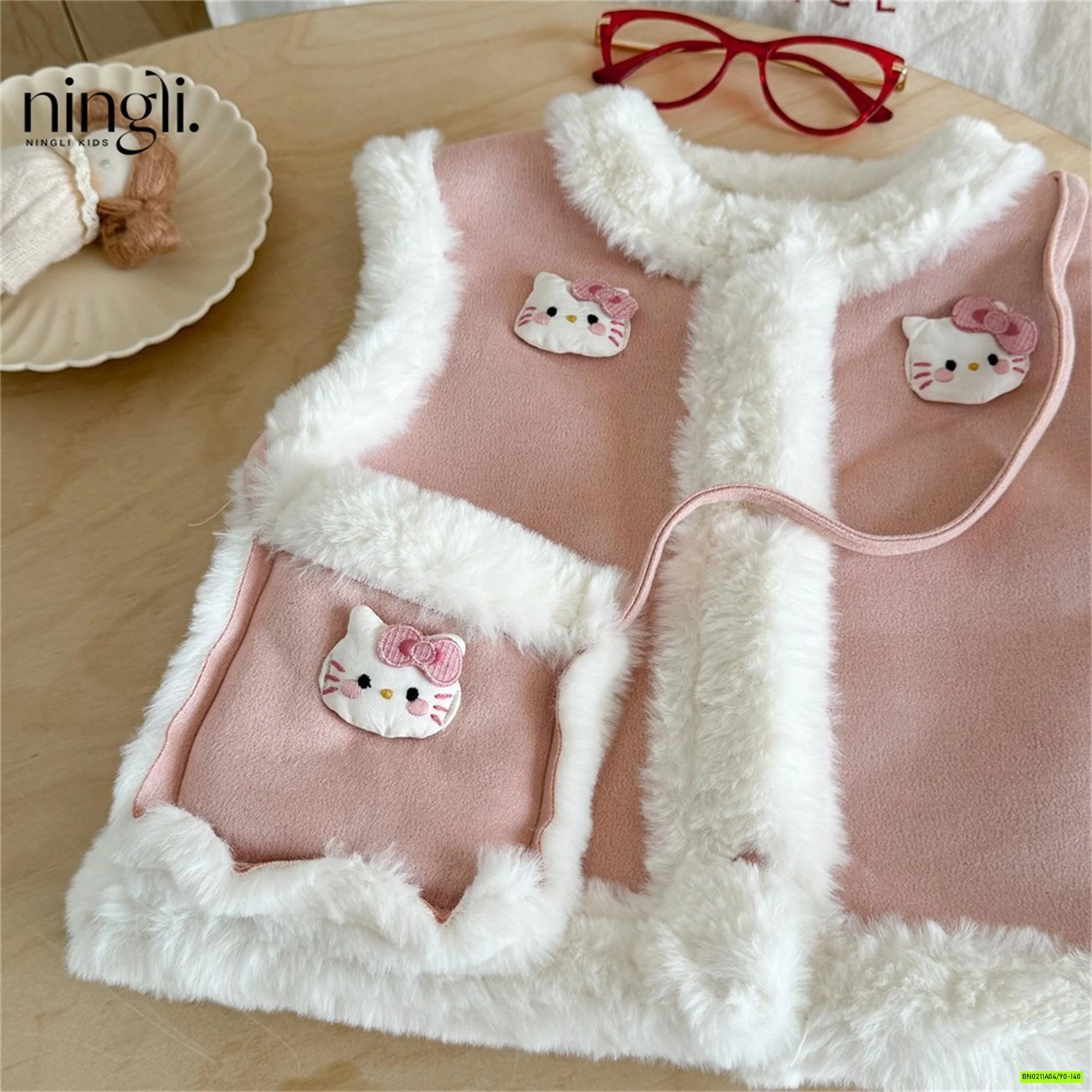 KHOÁC GILE HỒNG VIỀN LÔNG NINGLI