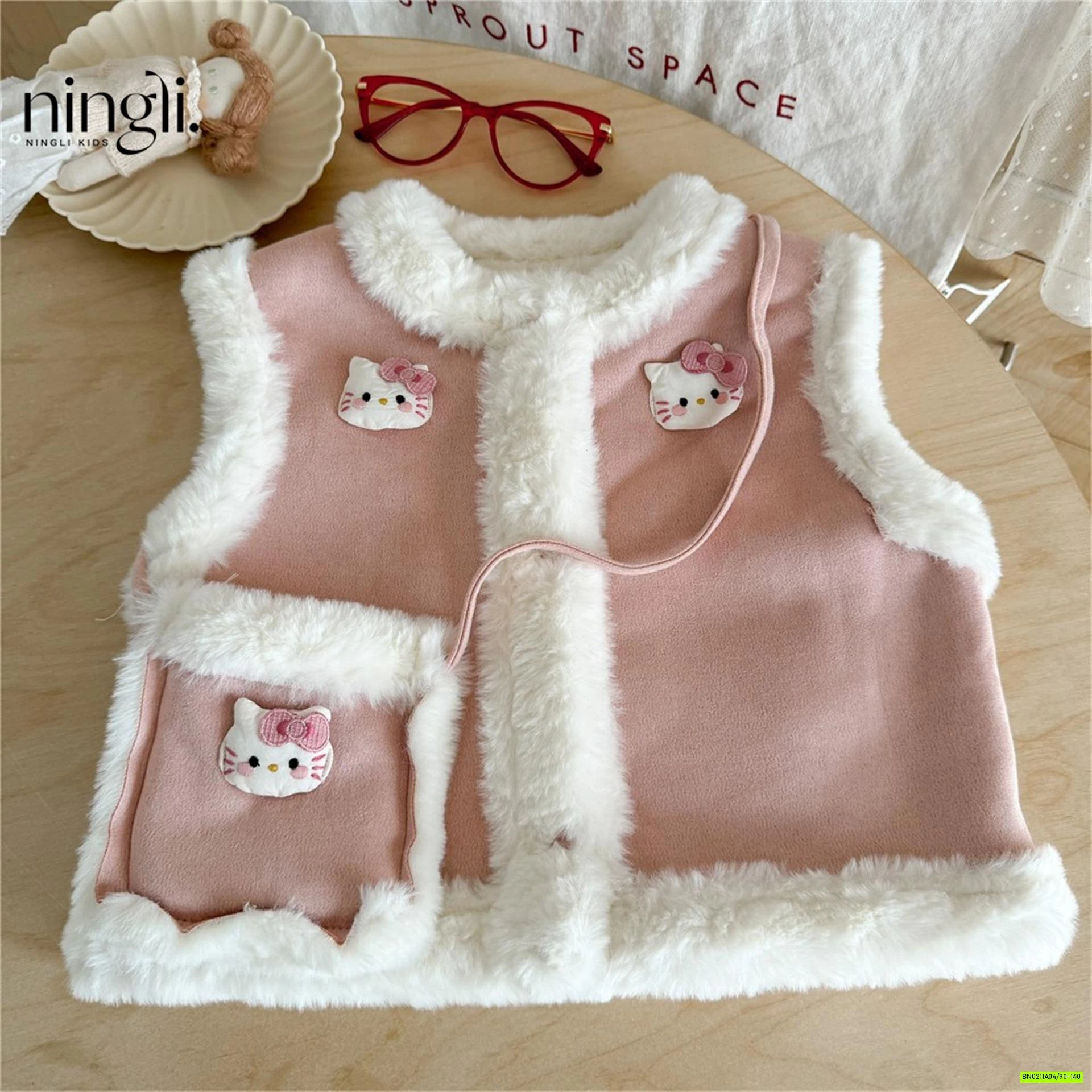 KHOÁC GILE HỒNG VIỀN LÔNG NINGLI