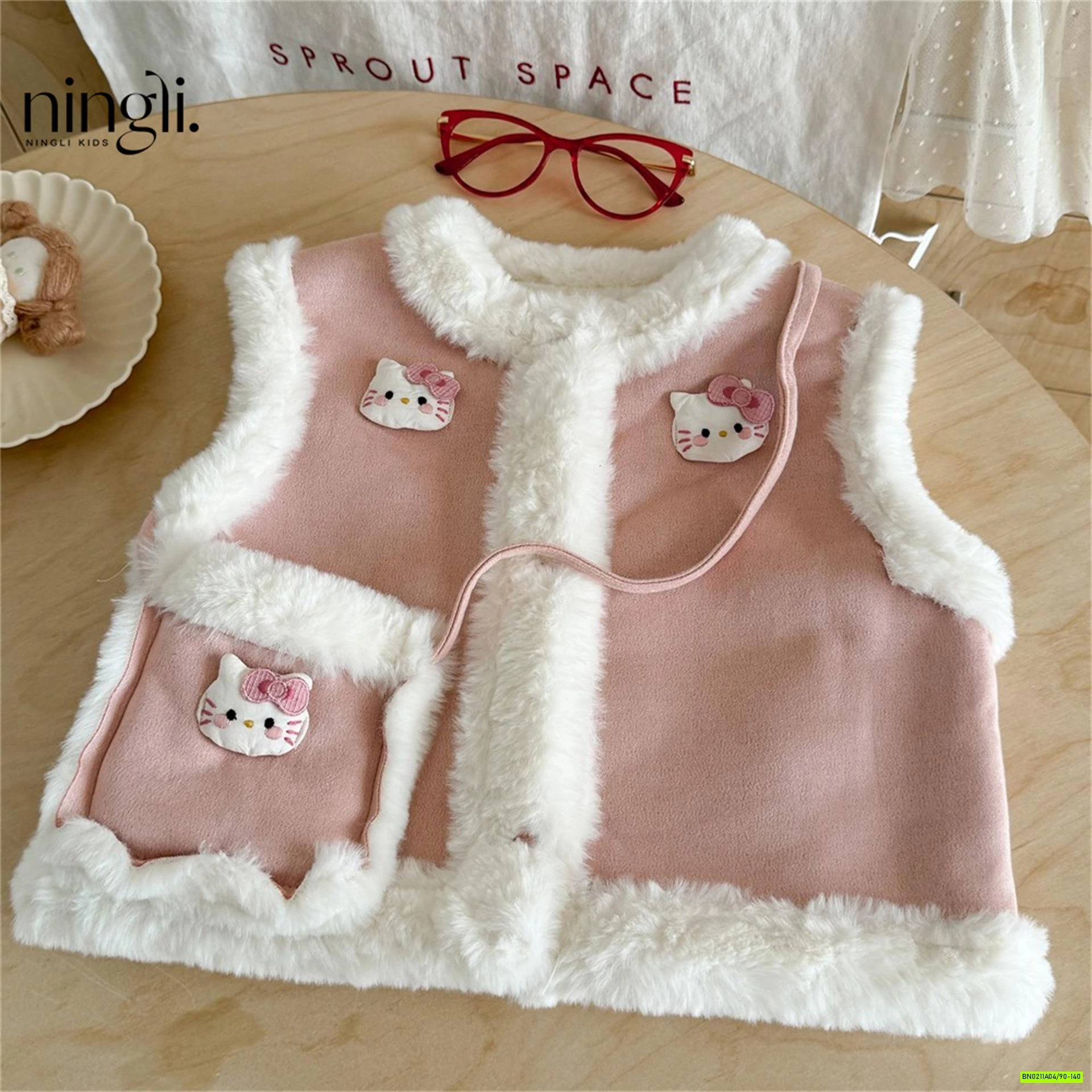 KHOÁC GILE HỒNG VIỀN LÔNG NINGLI